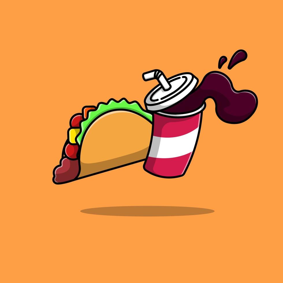 Ilustración de iconos vectoriales de dibujos animados de tacos y refrescos. concepto de caricatura plana. adecuado para cualquier proyecto creativo. vector