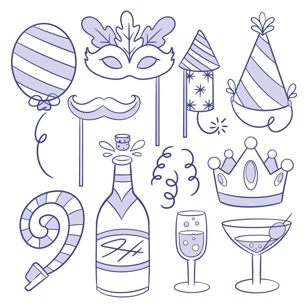 New year party collection of hand drawn elements vector