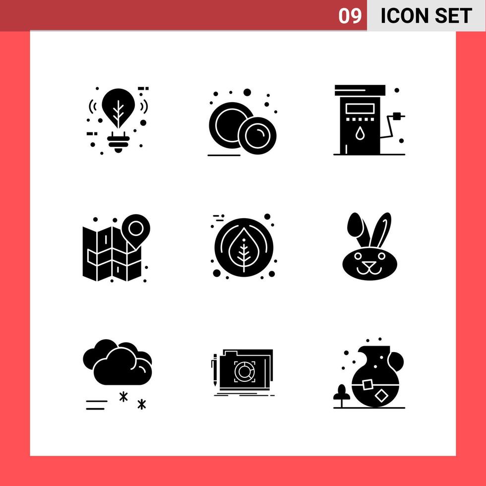 9 Icon Pack Solid Style Glyph Symbols on White Background Simple Signs for general designing Creative Black Icon vector background