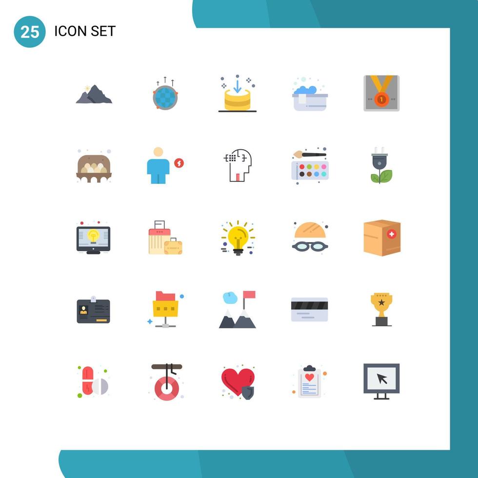 User Interface Pack of 25 Basic Flat Colors of hot bath interface connection import down Editable Vector Design Elements