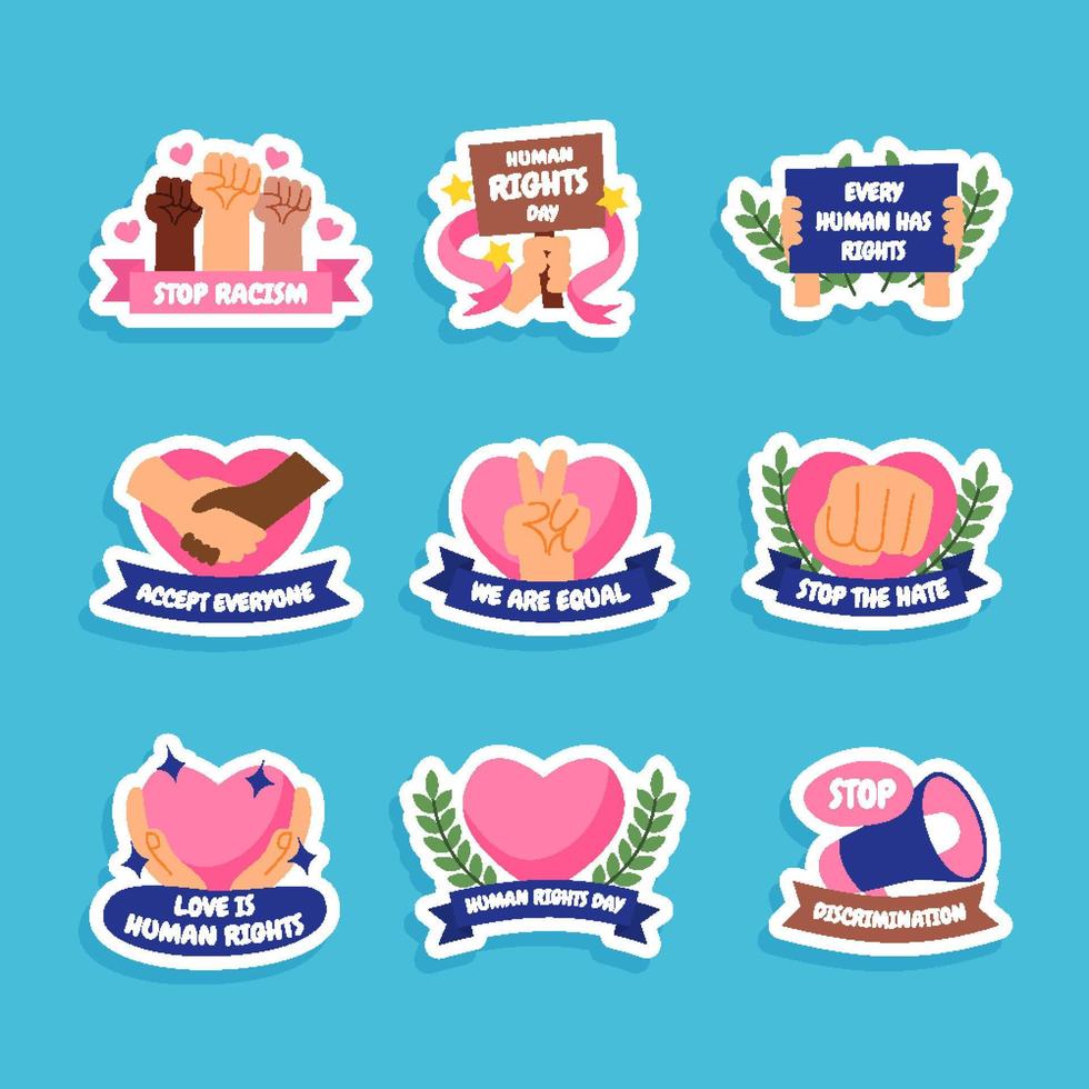 Human Rights Day Sticker Set vector