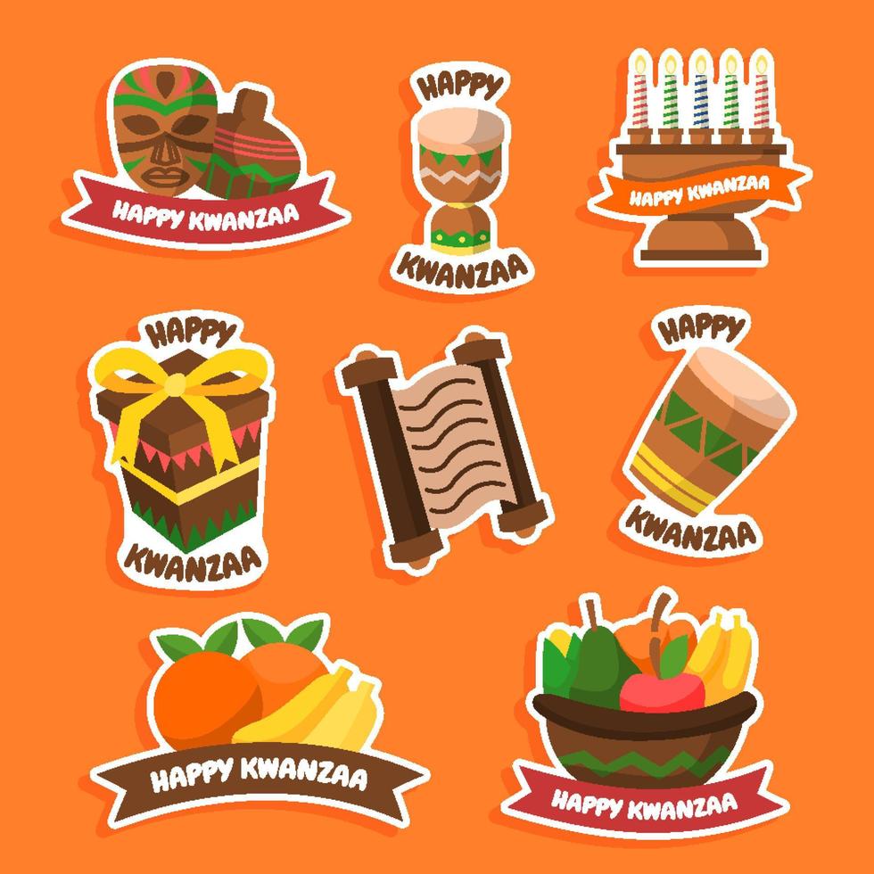 Kwanzaa Day Sticker Set vector