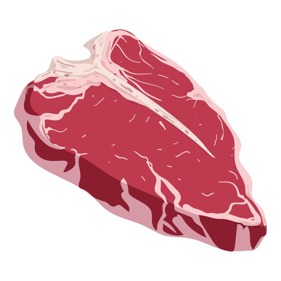 Tbone steak icon, cartoon style vector