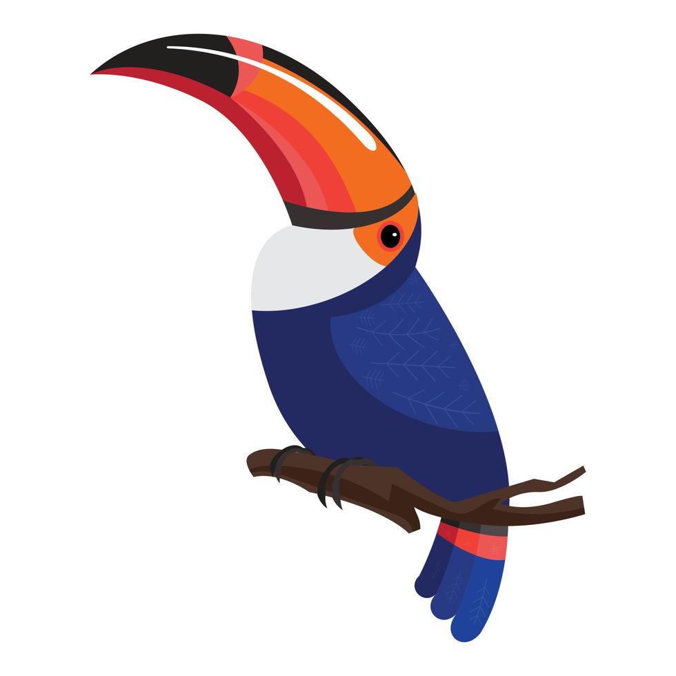 icono de pájaro tucán, estilo de dibujos animados vector