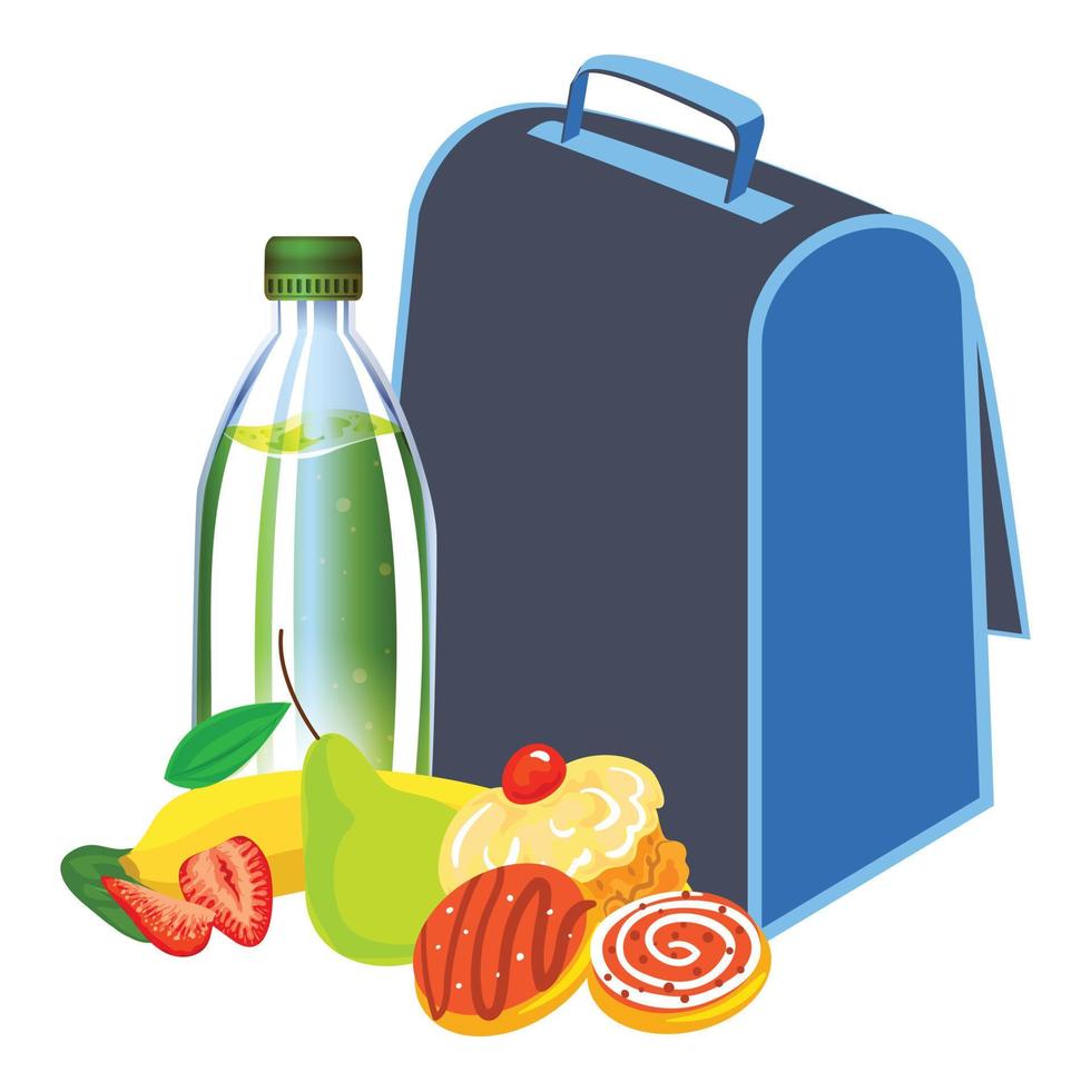Lunchbox to school icon, cartoon style vector