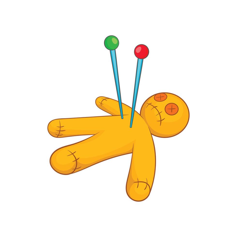 Voodoo doll icon, cartoon style vector