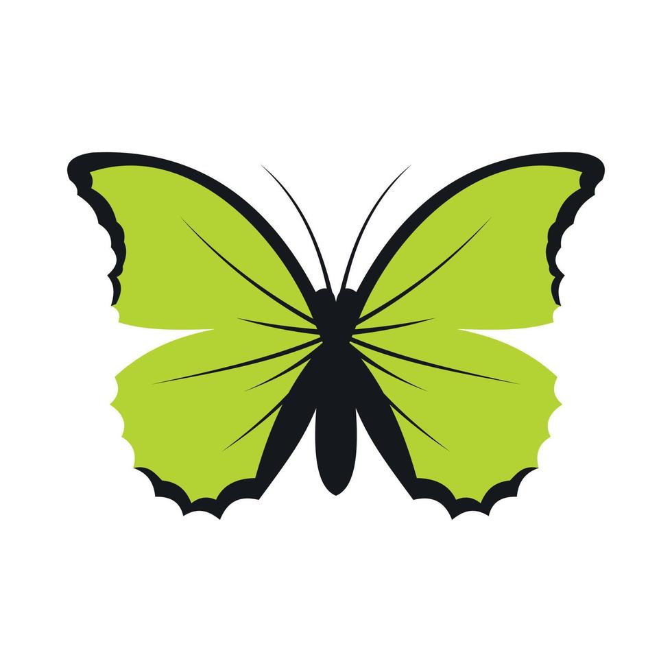 icono de mariposa verde, tipo plano vector