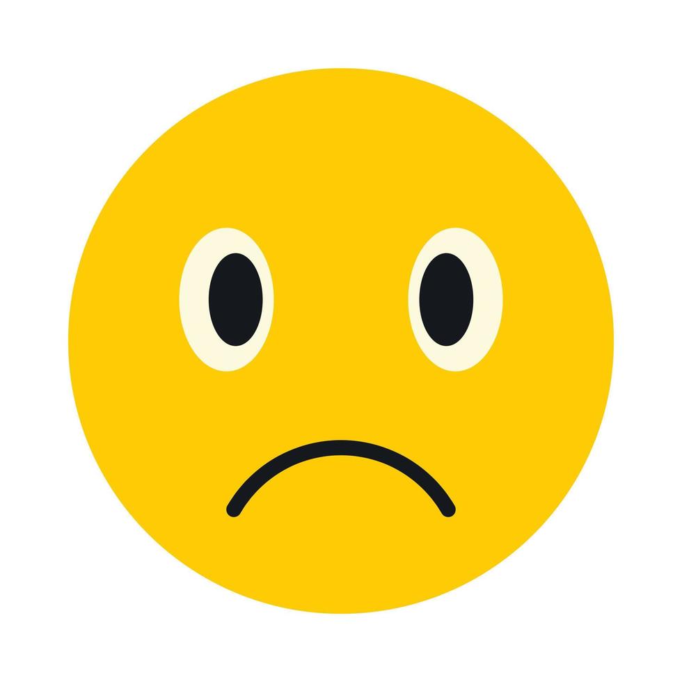 Sad face icon, flat style vector