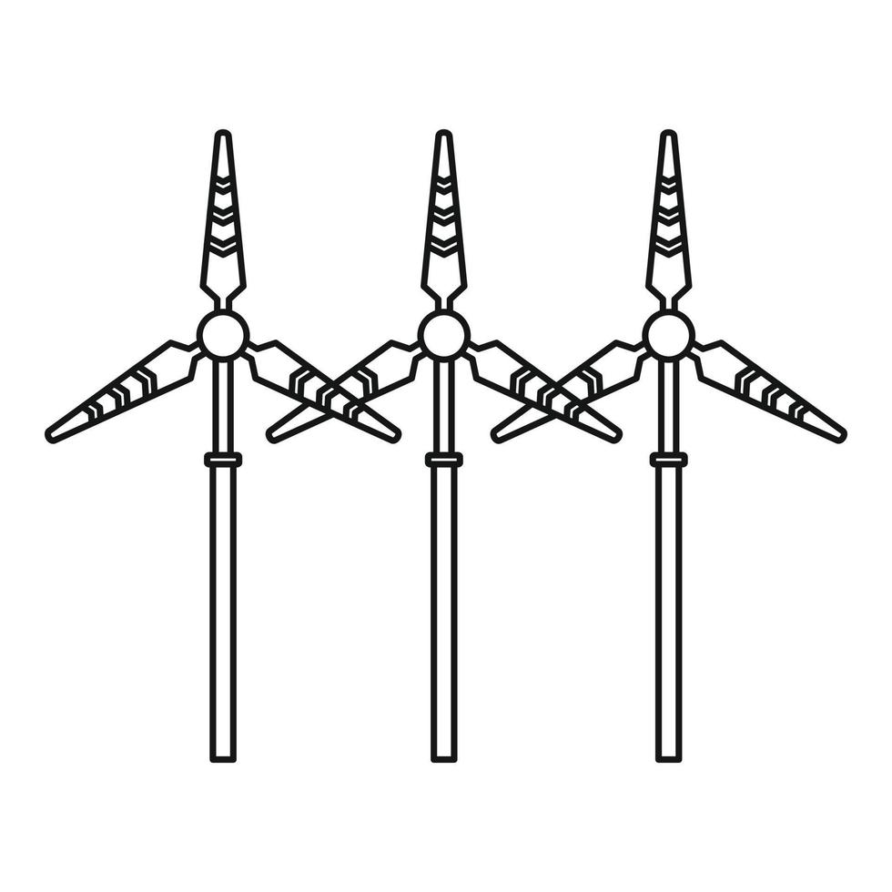 icono de turbina eólica moderna, estilo de esquema vector