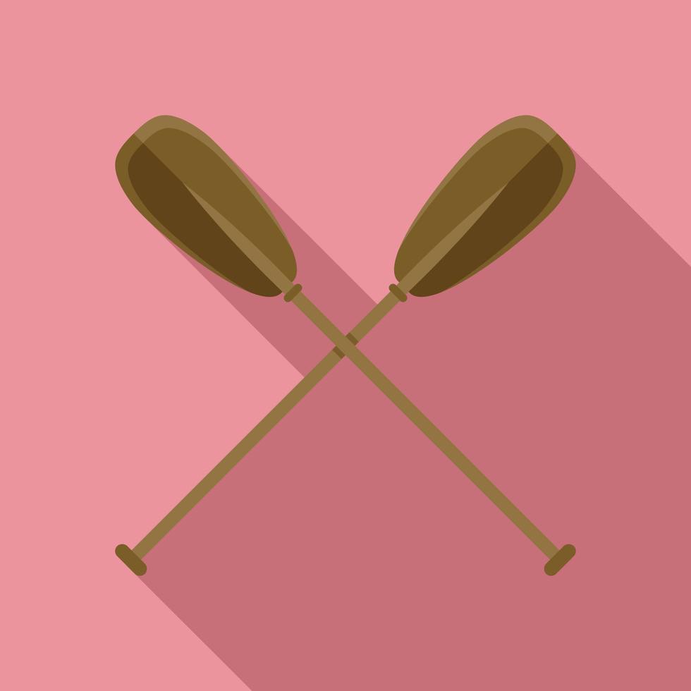 Crossed wood paddle icon, flat style vector