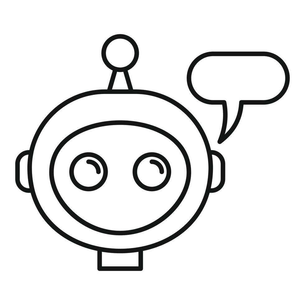 Mobile chatbot icon, outline style vector