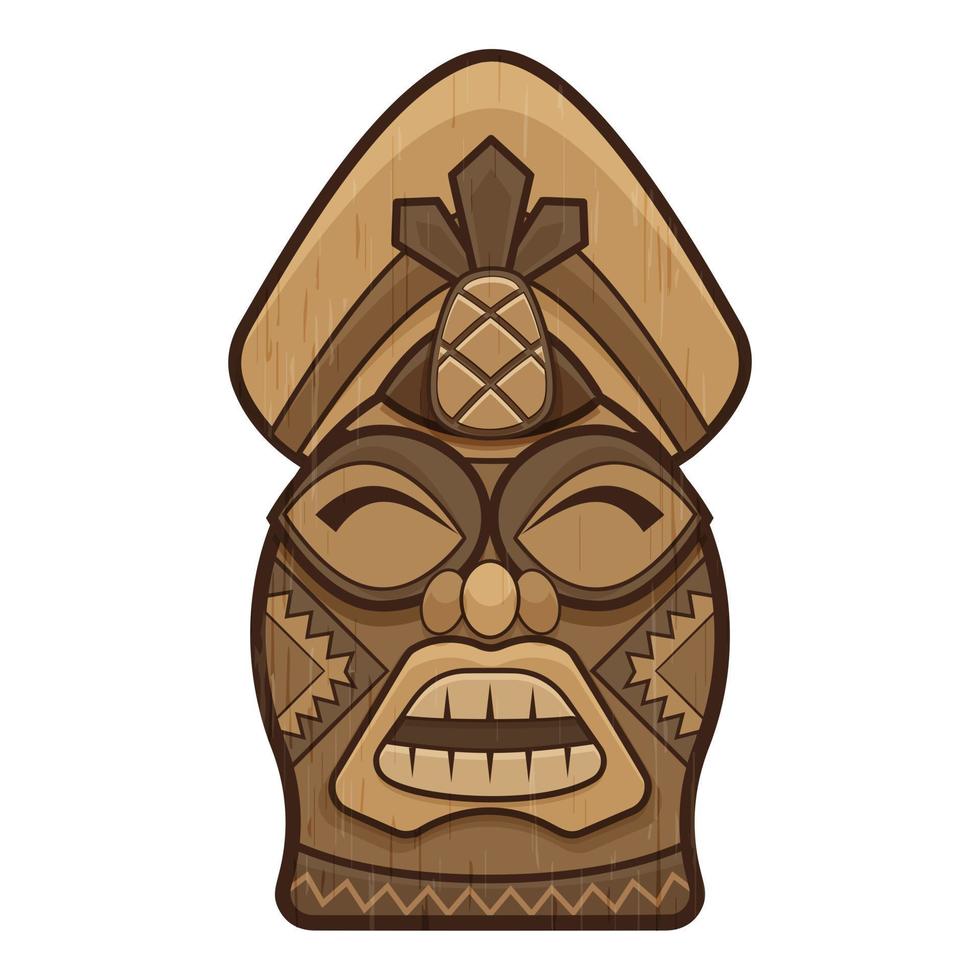 Tiki idol statue icon, cartoon style vector