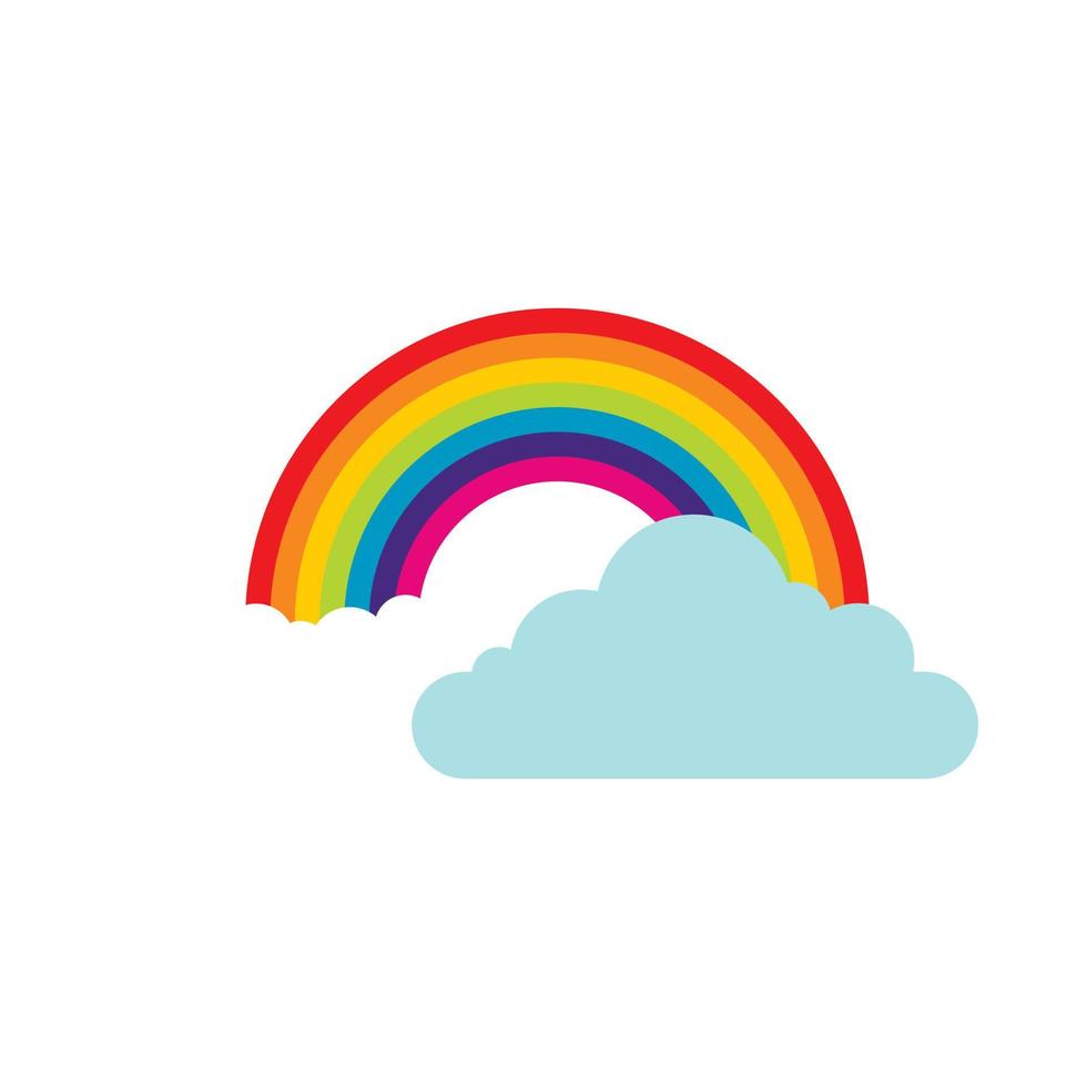 Clouds and rainbow icon, flat style vector