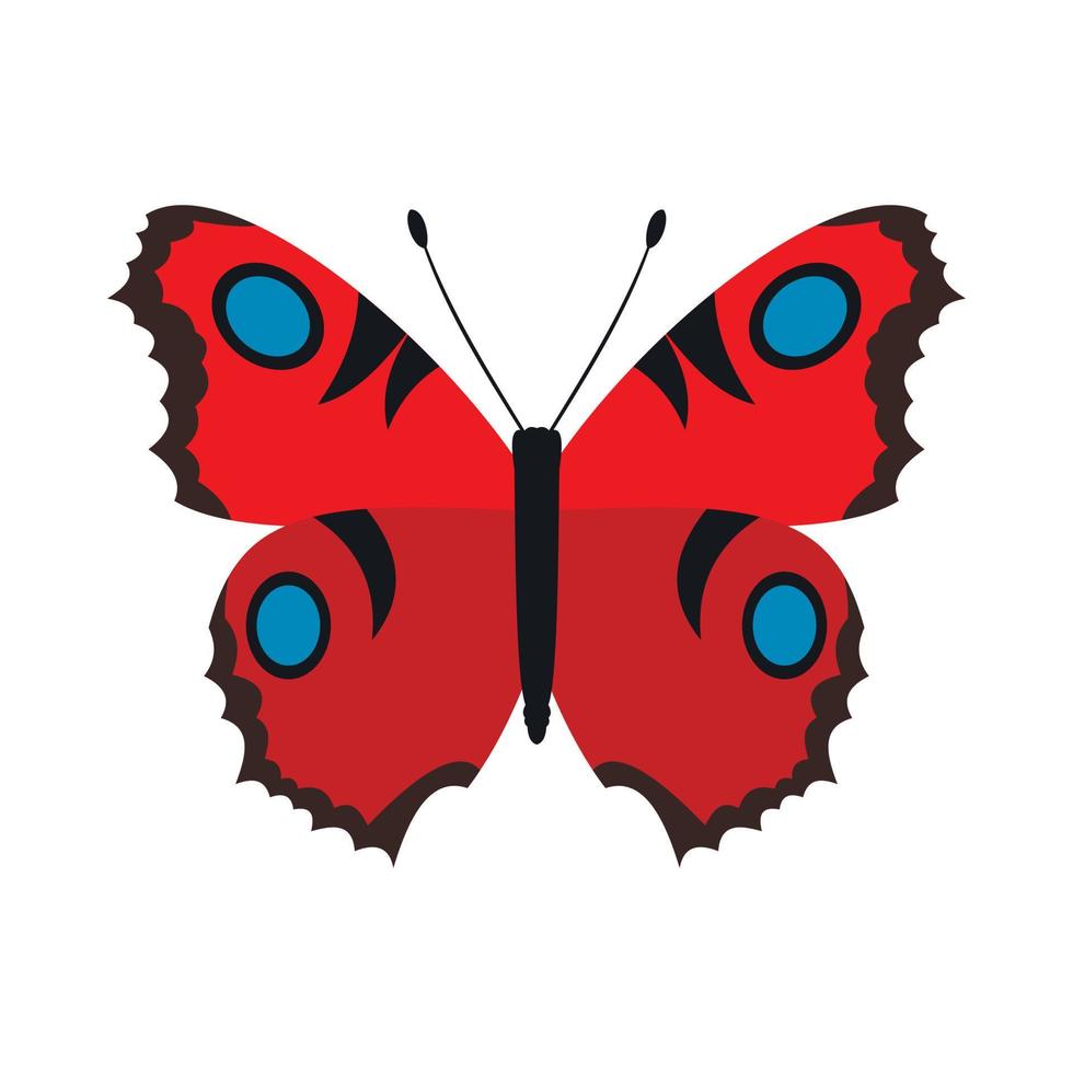 Red butterfly icon in flat style vector