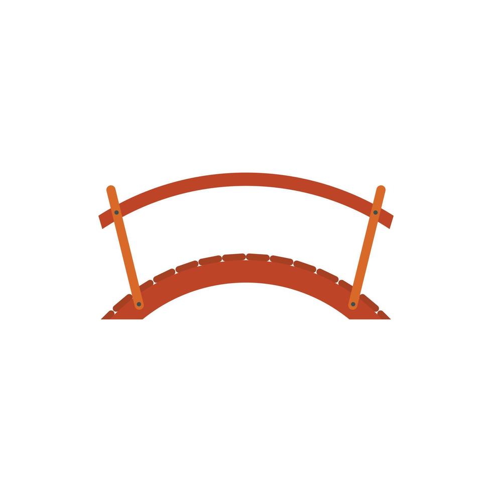 Wooden bridge with handrail icon, flat style vector
