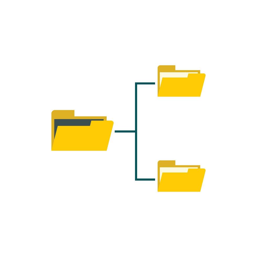 File system on computer icon, flat style vector