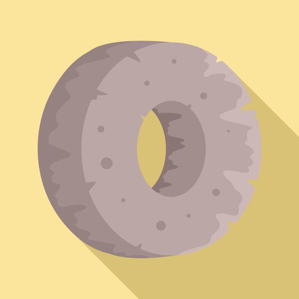 Stone age wheel icon, flat style vector