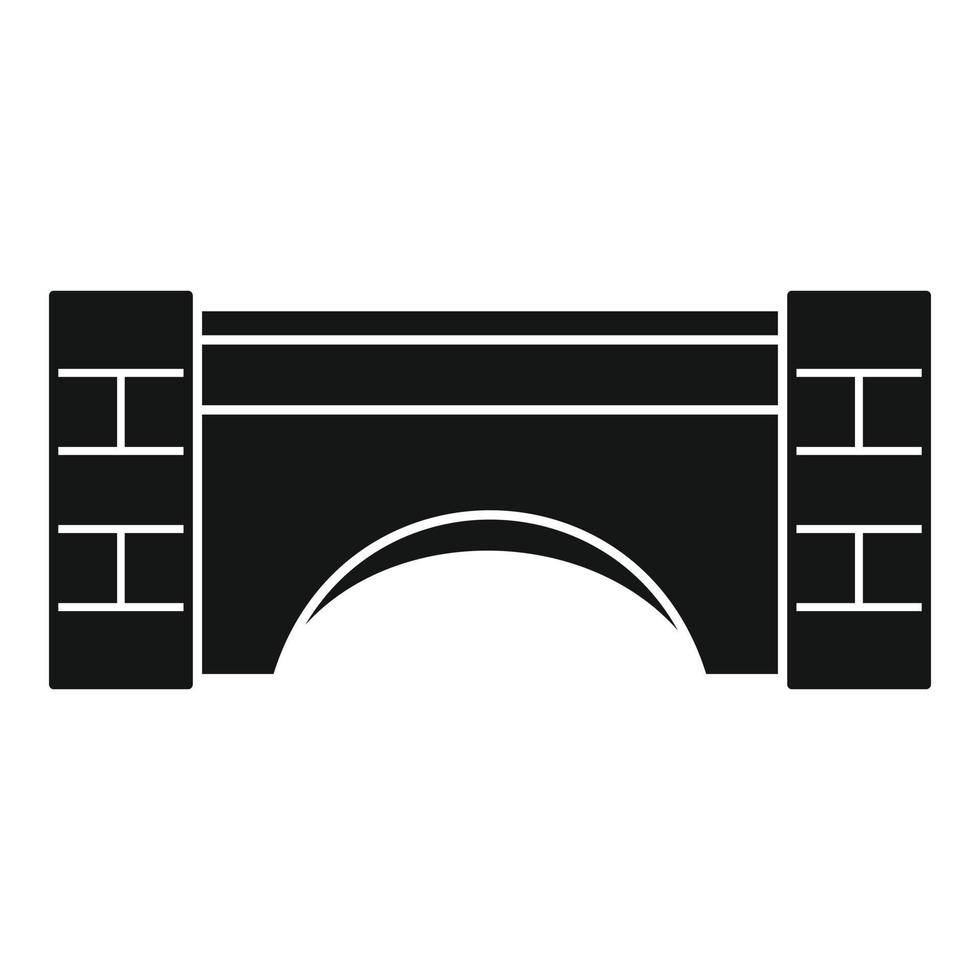 viejo, puente de piedra, icono, simple, estilo vector