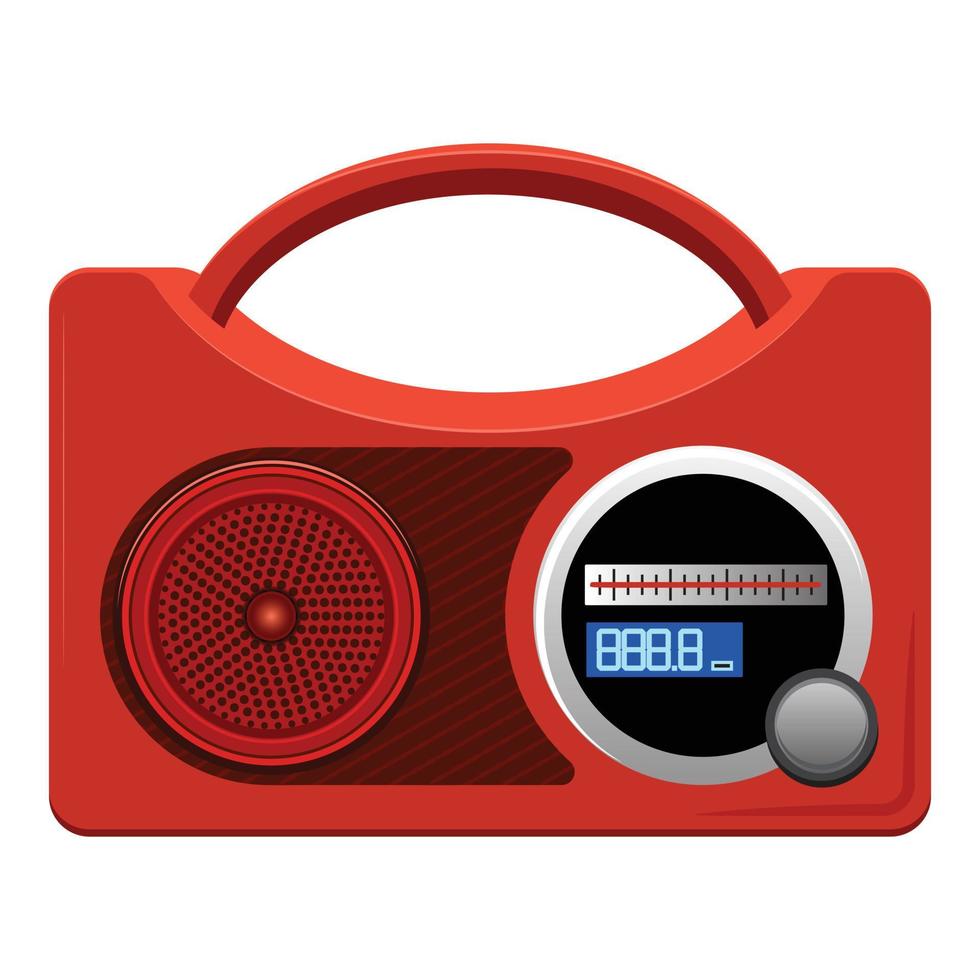 Red radio icon, cartoon style vector