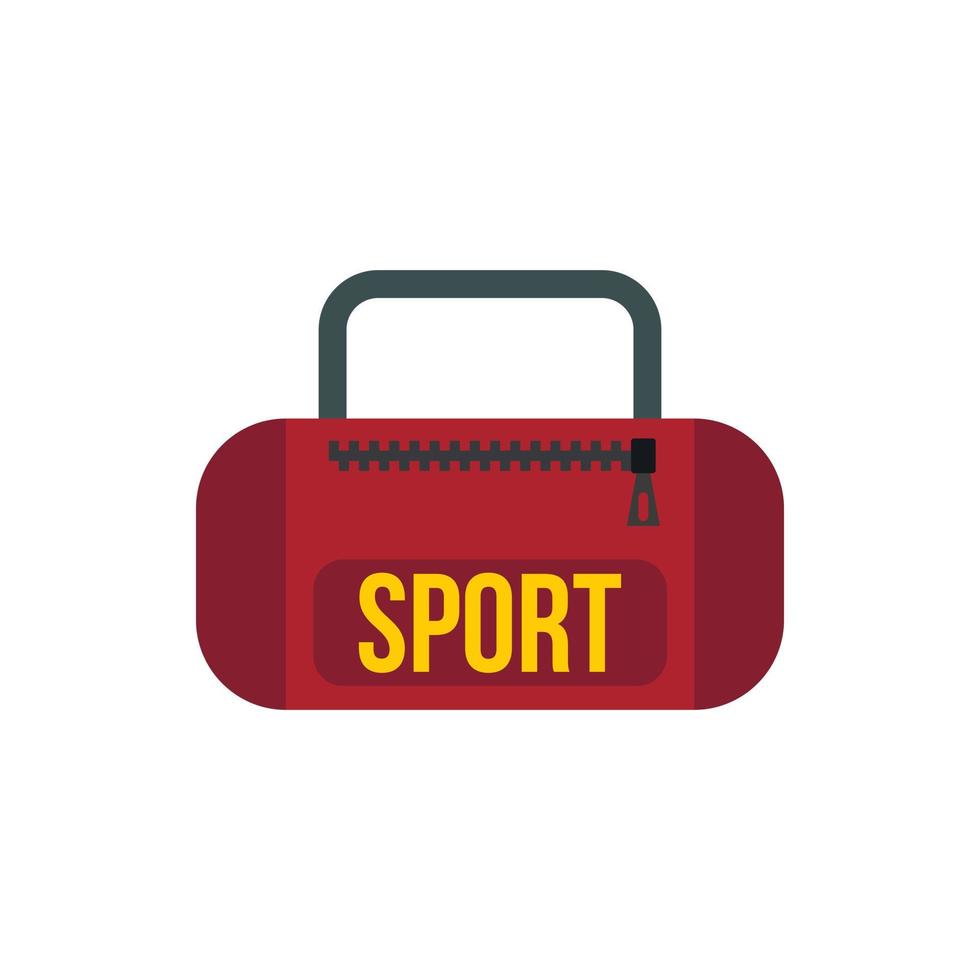 Red sports bag icon in flat style vector