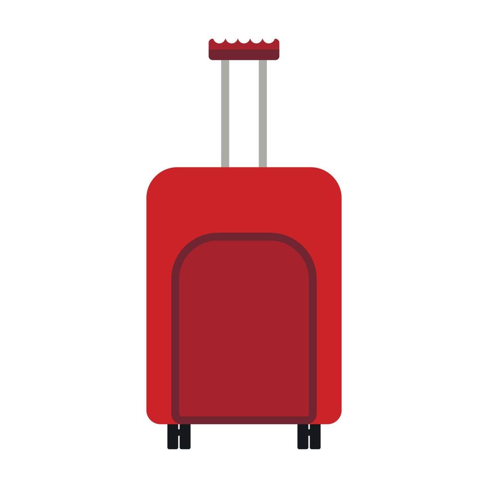 Red travel suitcase icon, flat style vector