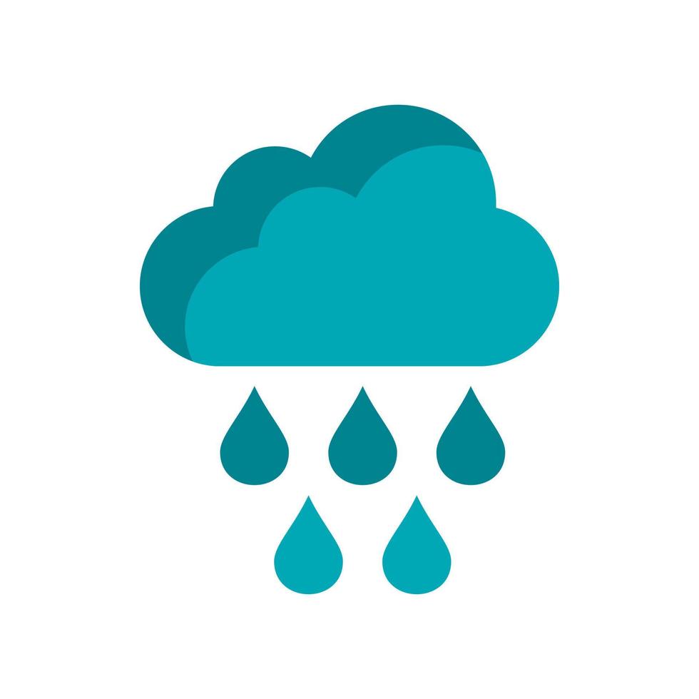 Cloud with rain drops icon, flat style vector