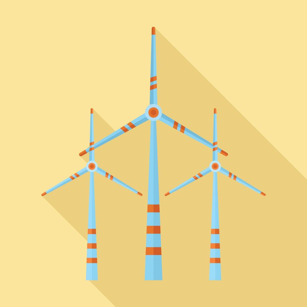 Eco energy wind turbine icon, flat style vector