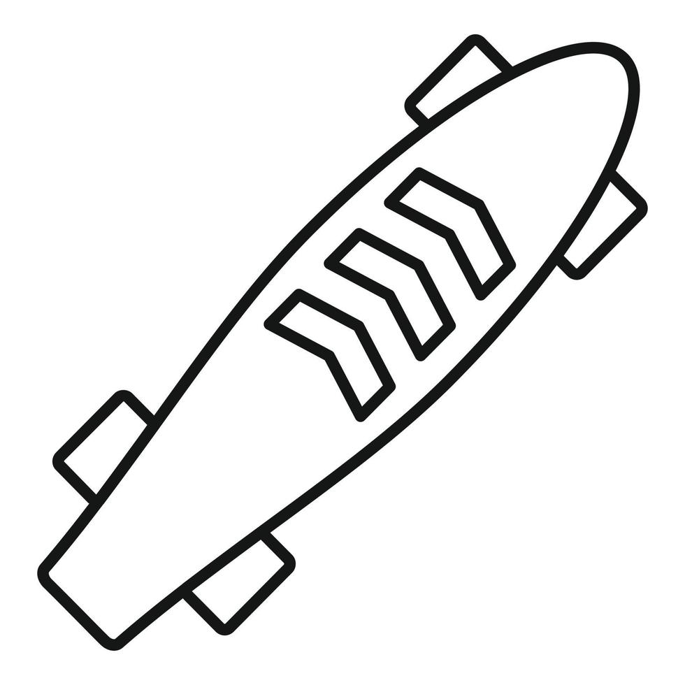 Long board skateboard icon, outline style vector