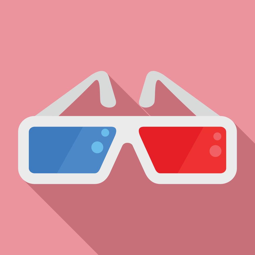 icono de gafas de cine azul rojo, estilo plano vector