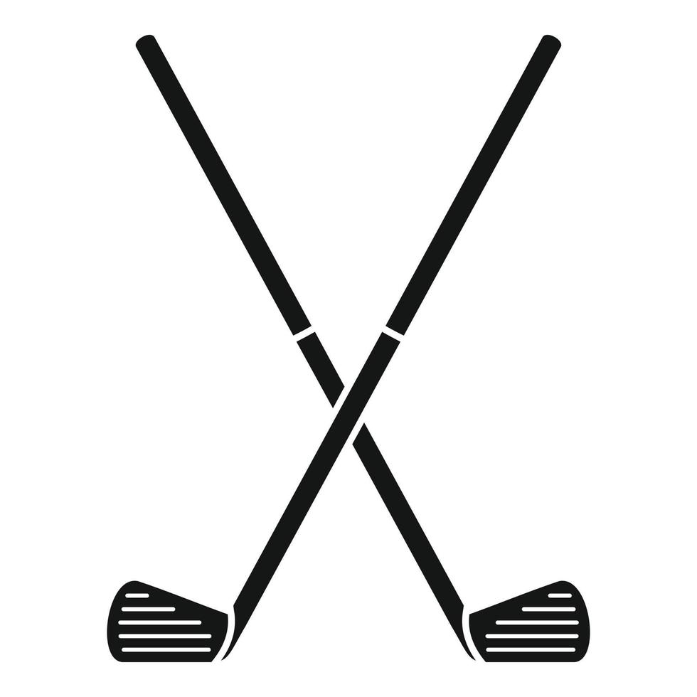 Crossed golf sticks icon, simple style vector