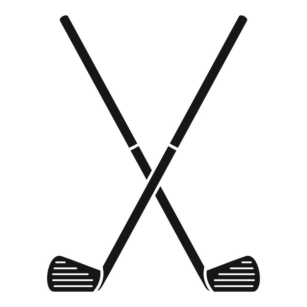 Crossed golf sticks icon, simple style vector