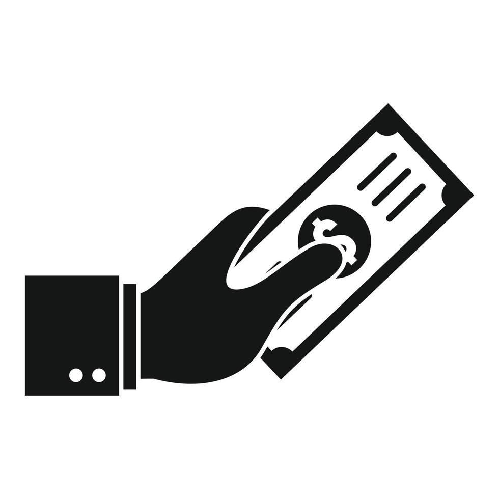 Hand give money icon, simple style vector