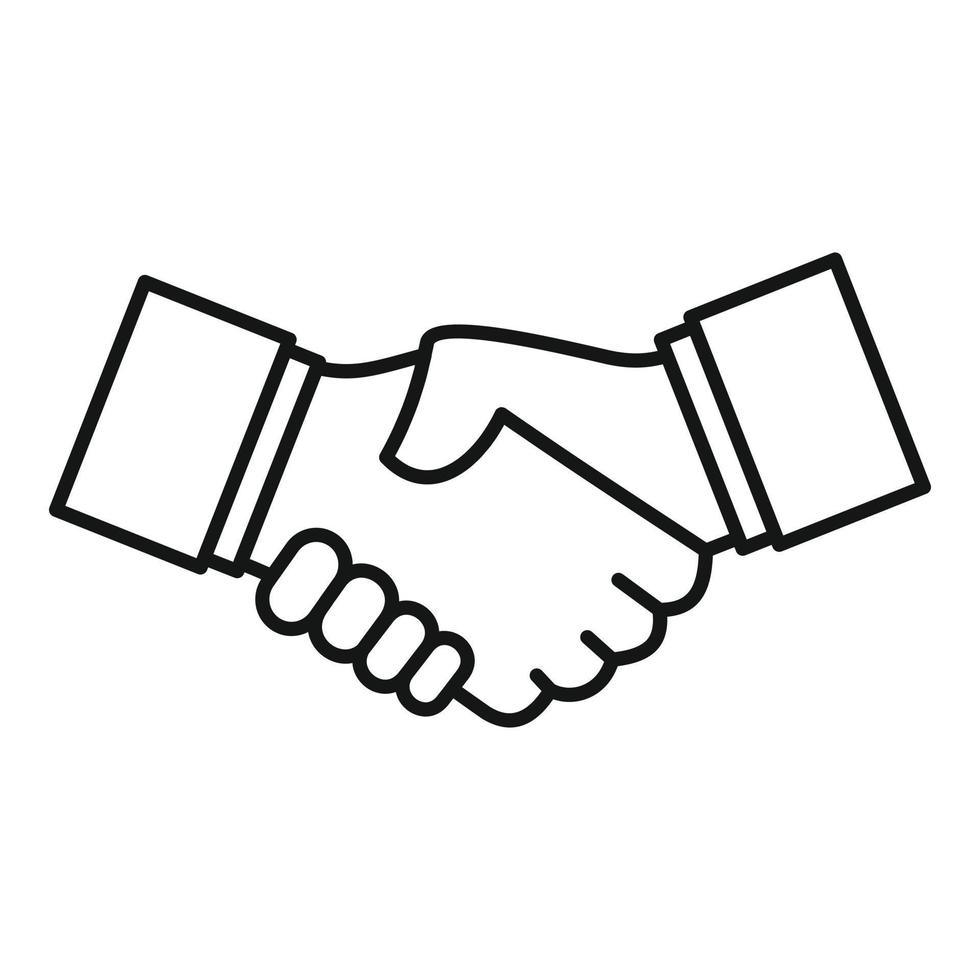 Business handshake icon, outline style vector