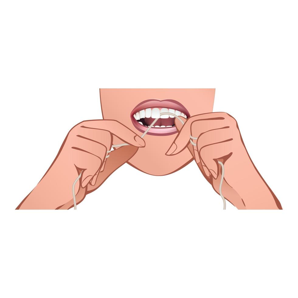 Dental floss icon, cartoon style vector
