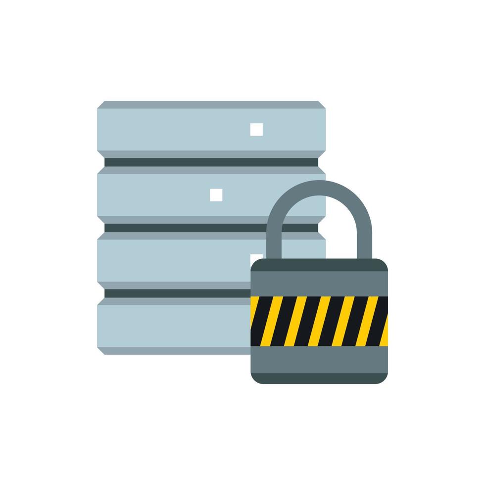 Database with padlock icon, flat style vector