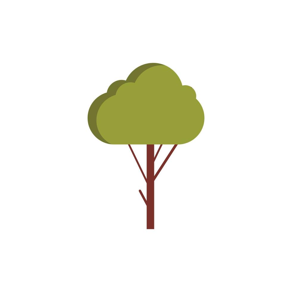 icono de árbol verde en estilo plano vector