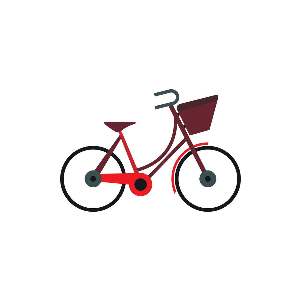 Bike with front bag icon, flat style vector