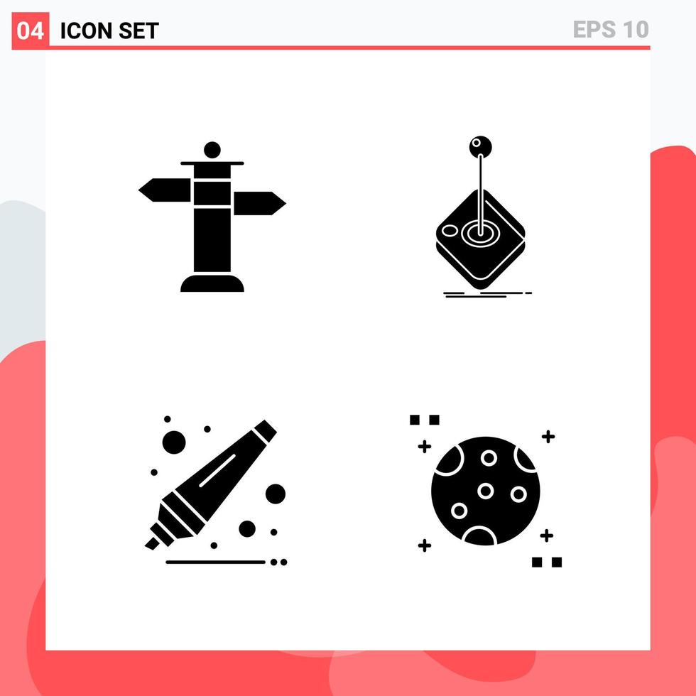 Collection of 4 Vector Icons in solid style Modern Glyph Symbols for Web and Mobile Solid Icon Sign Isolated on White Background 4 Icons Creative Black Icon vector background
