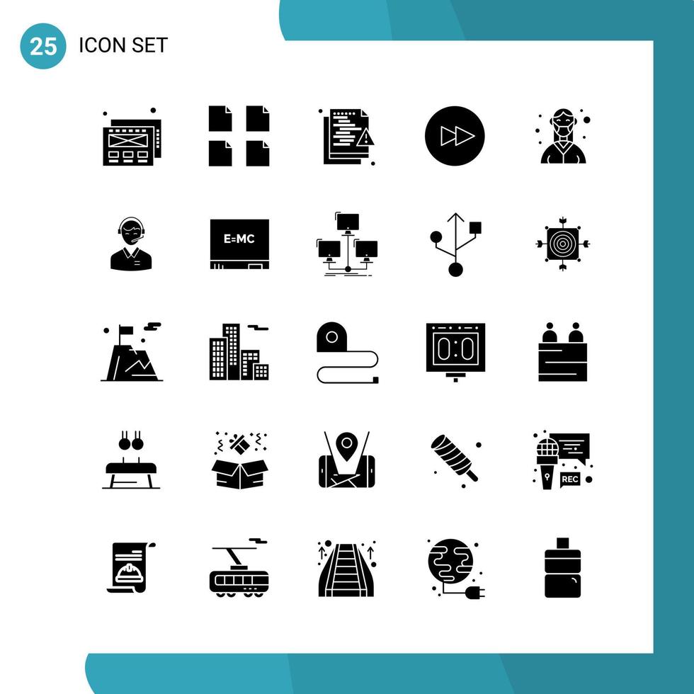 Vector Pack of 25 Glyph Symbols Solid Style Icon Set on White Background for Web and Mobile Creative Black Icon vector background