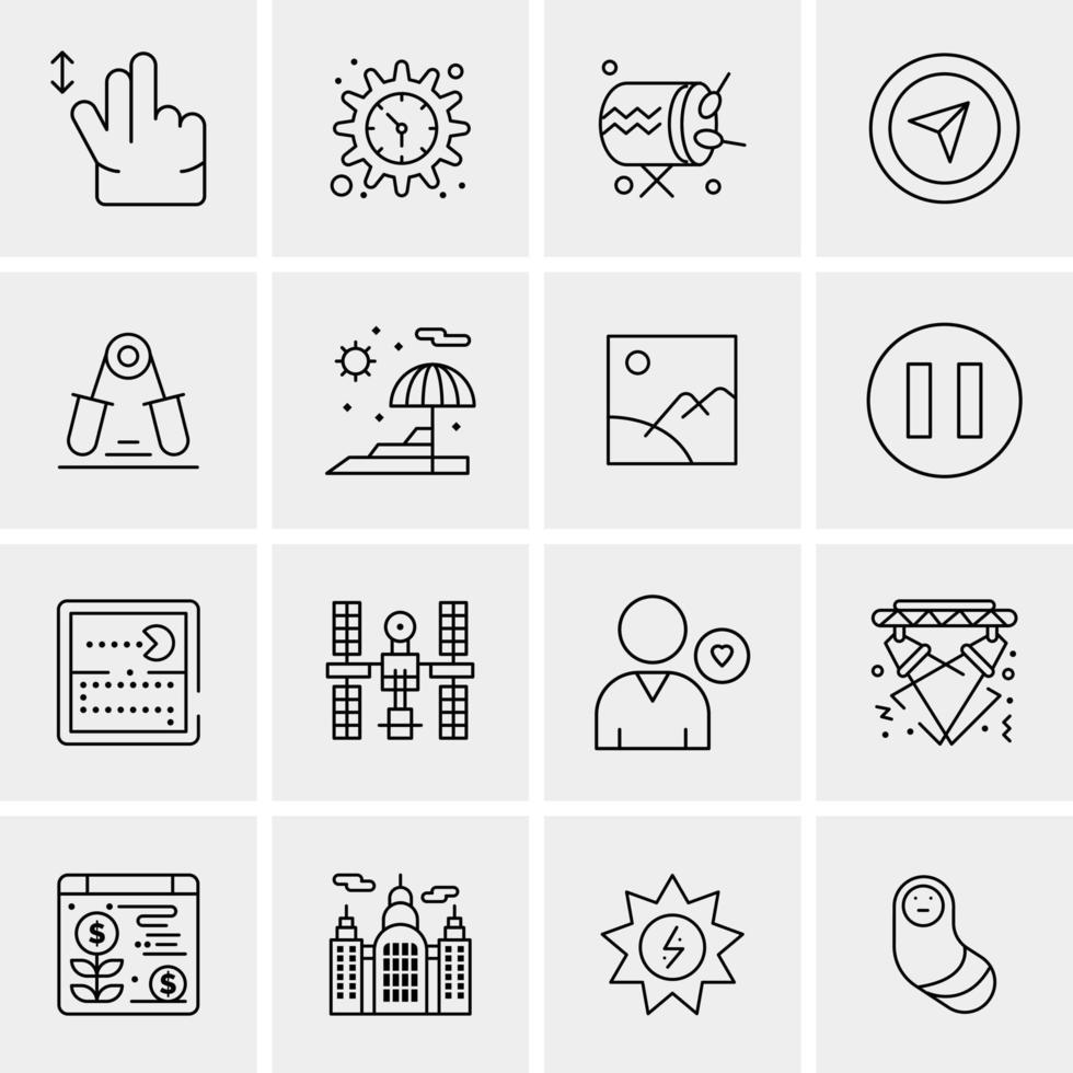 16 iconos de negocios universales vector ilustración de icono creativo para usar en proyectos relacionados con la web y dispositivos móviles