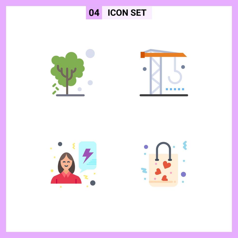 4 Universal Flat Icons Set for Web and Mobile Applications dry feminism tree industry women Editable Vector Design Elements
