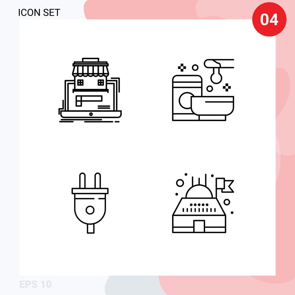 4 Creative Icons Modern Signs and Symbols of business web data service plug Editable Vector Design Elements