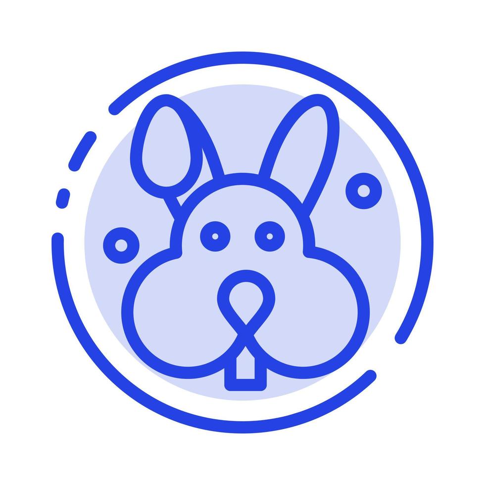 conejito conejo de pascua línea punteada azul icono de línea vector