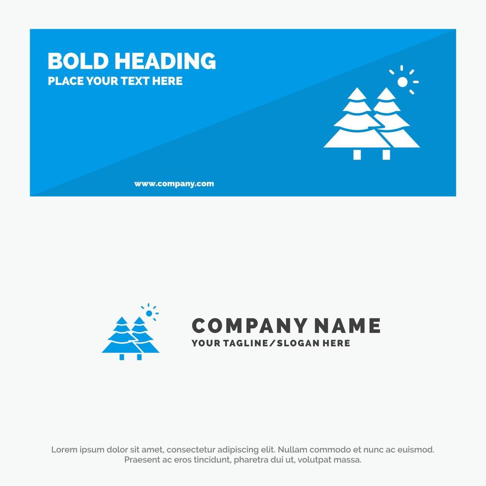 Fir Forest Nature Trees SOlid Icon Website Banner and Business Logo Template vector