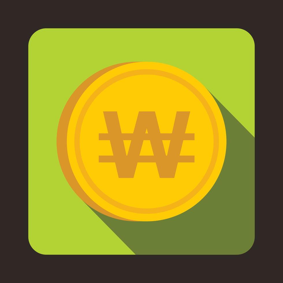 Coin won icon, flat style vector