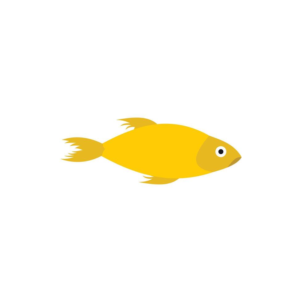 Yellow fish icon in flat style vector