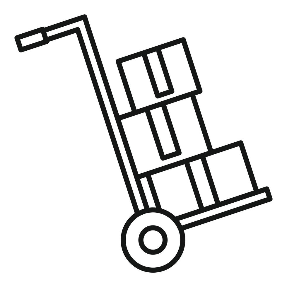 icono de caja de carro de almacén, estilo de esquema vector
