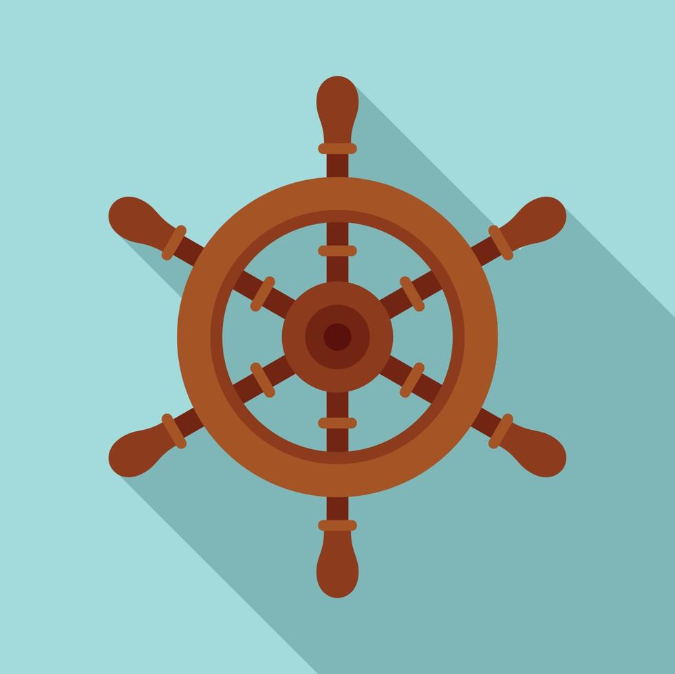 Ship steering wheel icon, flat style vector