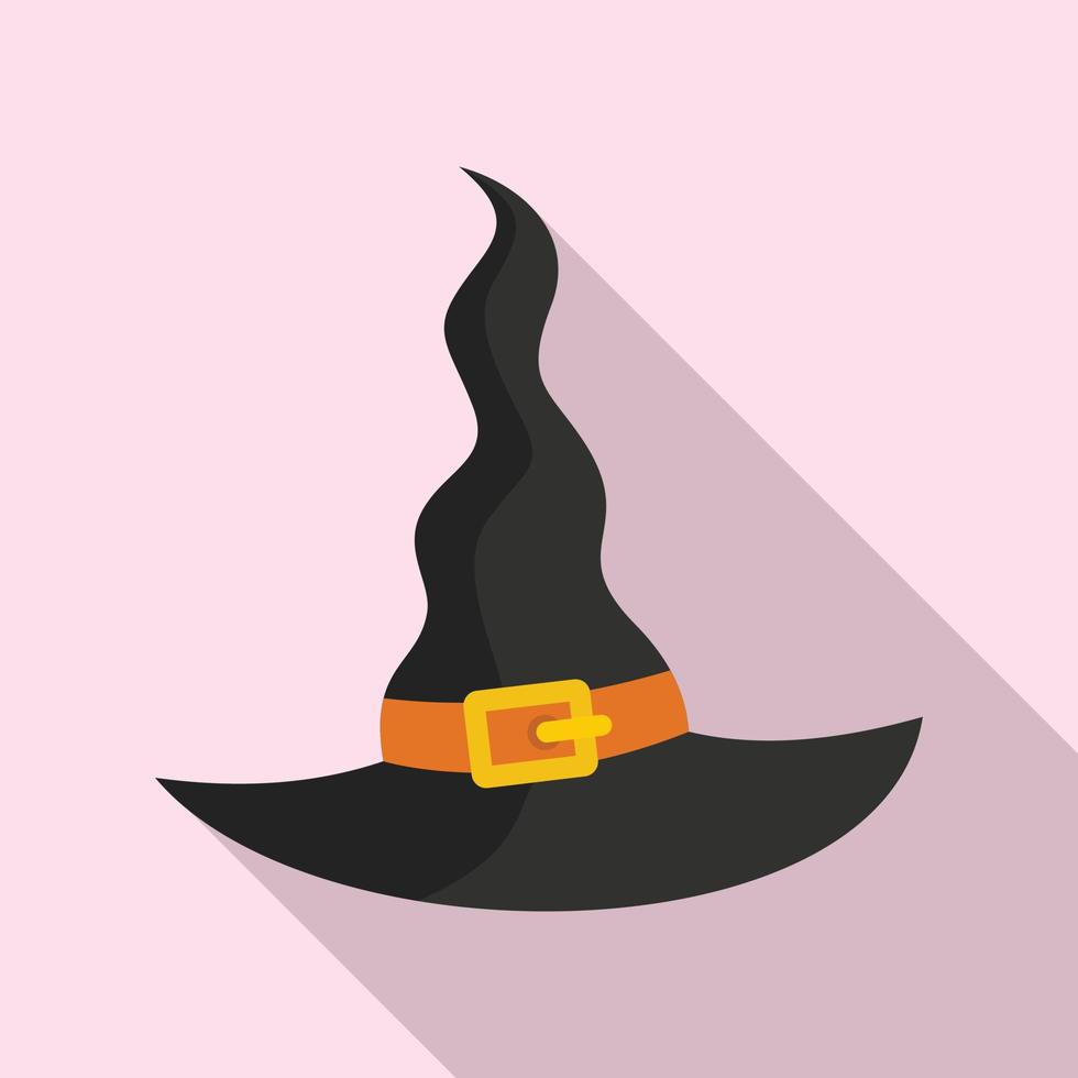 Witch hat icon, flat style vector