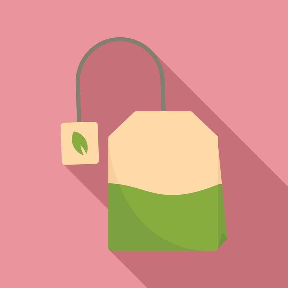 Matcha tea bag icon, flat style vector